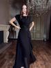 Elegant Autumn 2025 Women's Short Sleeve Long Dress