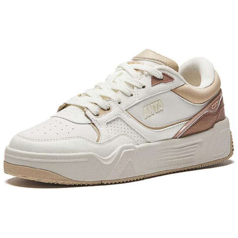Anta C37 Anti-Slip Wear-Resistant Low-Top Skateboard Shoes Women's White Brown Sneakers 122438024-4