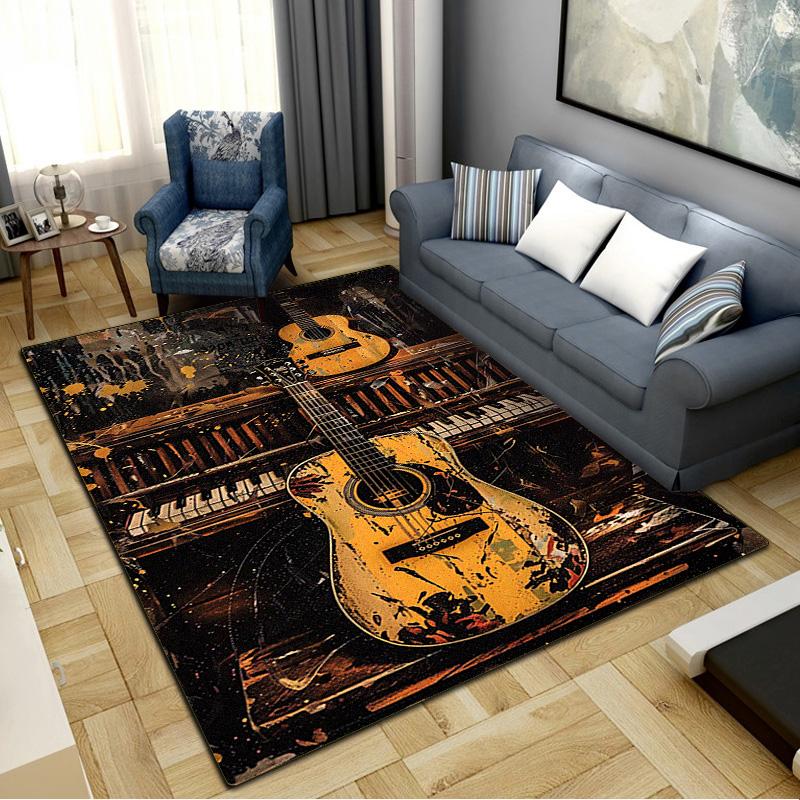 Guitar Carpet Rug for Living Room Bedroom Home Sofa Decoration,Kids Play Non-slip Floor Mat