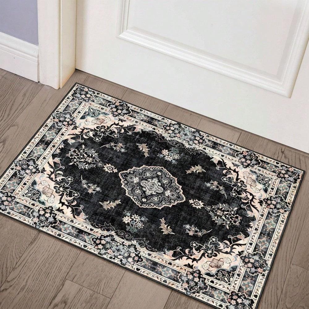 Small Washable Rugs Carpet Mat Non Slip Boho Vintage Distressed Farmhouse Home Decoration For Entryway Kitchen Bathroom Bedroom