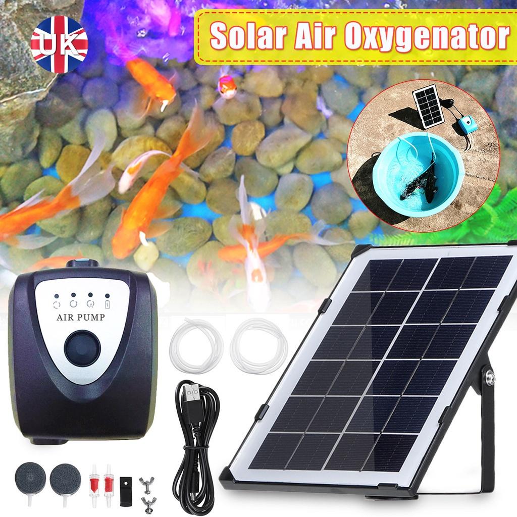 USB-laddning Solcellsdriven Fiskluftpump Syresättare Damm Dammsyresättare Akvarium Luftpump Vattenpump för Akvarium Damm