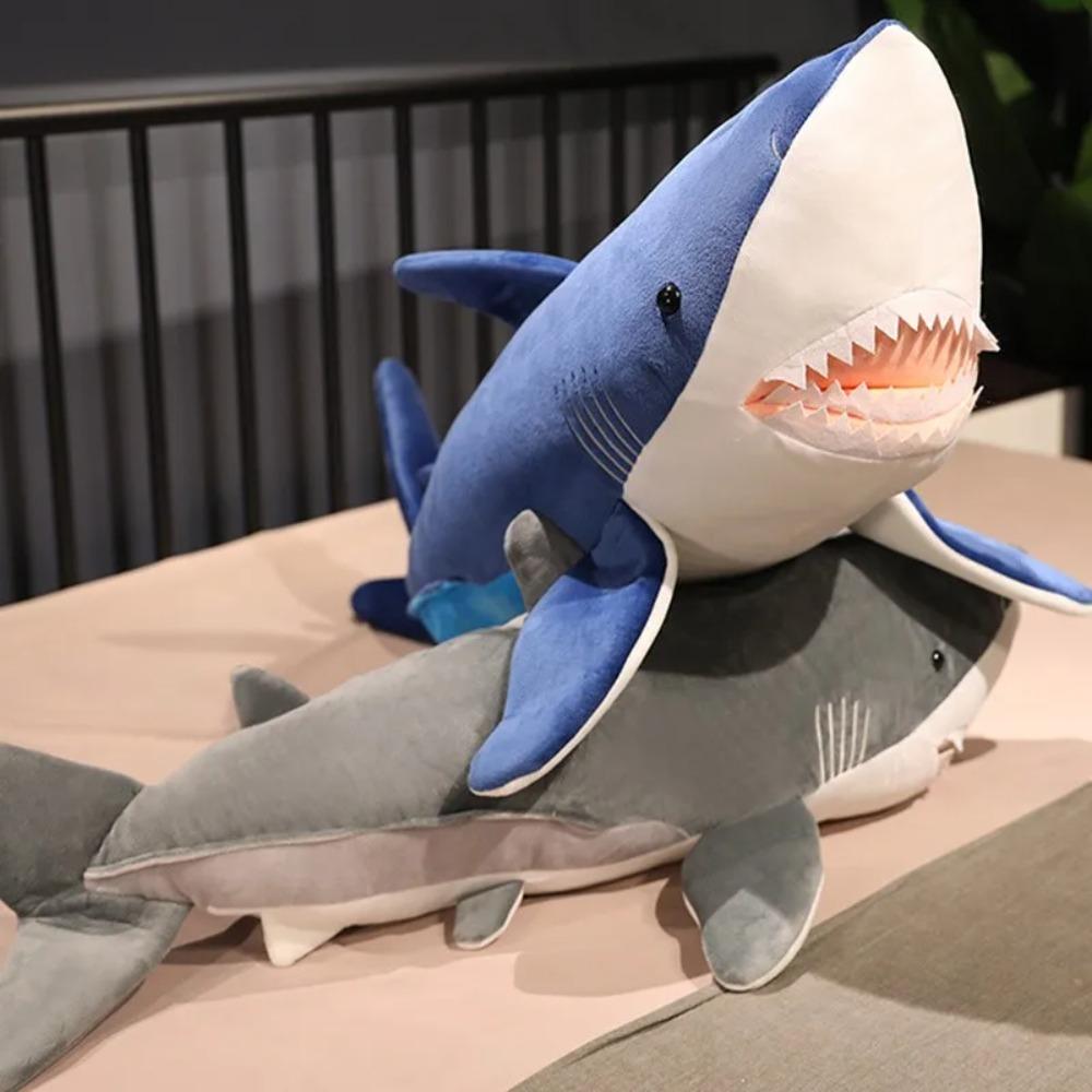 90cm Plush Giant Shark Toy Sea Fish Doll Animals Long Sleeping Pillow Cushion Stuffed Birthday Gifts For Boys Baby