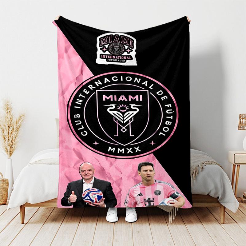 1 Stück Decke - Inter Miami CF Aufdruck, Leichte Decke für Sofa, Bett - Weich & Warm, Geschenk für Alle Jahreszeiten