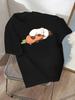 The Little Rabbit Is Sleeping with A Carrot Printed Summer Womens Tshirt Top Round Neck Short Sleeved Casual Womens Clothing