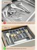 GENGSHENG 2Pcs Black Drawer Organizer  Expandable Utensil Tray for Kitchen  Used for Spoons, Forks, and Knives Cutlery Organiser