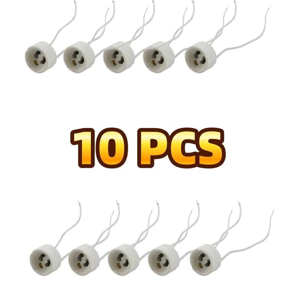 10/50 PCS MR16 Ceramic Socket Holder with Metal Bracket and Wire for MR16 Halogen Incandescent Light Bulb