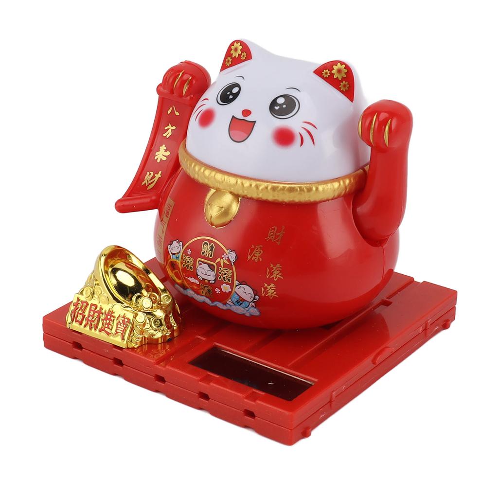 Kot na szczęście zasilany energią słoneczną, jasne kolory, energooszczędny, machający kot na energię słoneczną, szczęśliwe bogactwo, witający kota