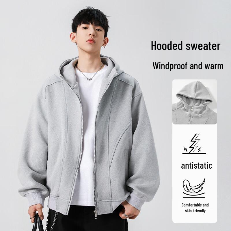 

Homlean Men s American Style Hooded Zip-Up Jacket HW52 3XL