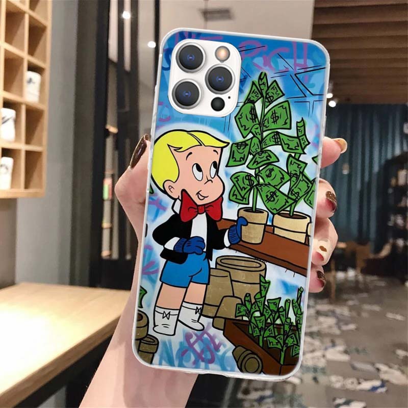 Cartoon Dollar Monopolys Soft Phone Case For iPhone 16 15 14 13 12 11 Pro Max X XR XS 7 Plus 8 + SE 2020 Pattern Customized Cove