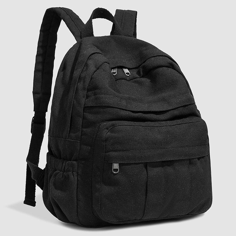 

School bag female retro Mori canvas backpack Korean version Harajuku high school college student casual versatile backpack female чёрный