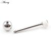 Alisouy 1PC Stainless Steel Ball Heart Star Acrylic Bear Mushroom Skull Tai Chi CZ Tongue Ring Ear Earring Piercing Body Jewelry