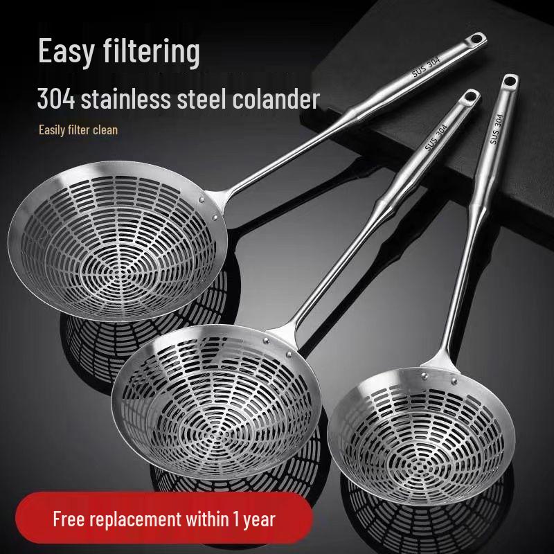 Extra Thick 304 Stainless Steel Slotted Spoon for Dumplings - Kitchen & Commercial Use