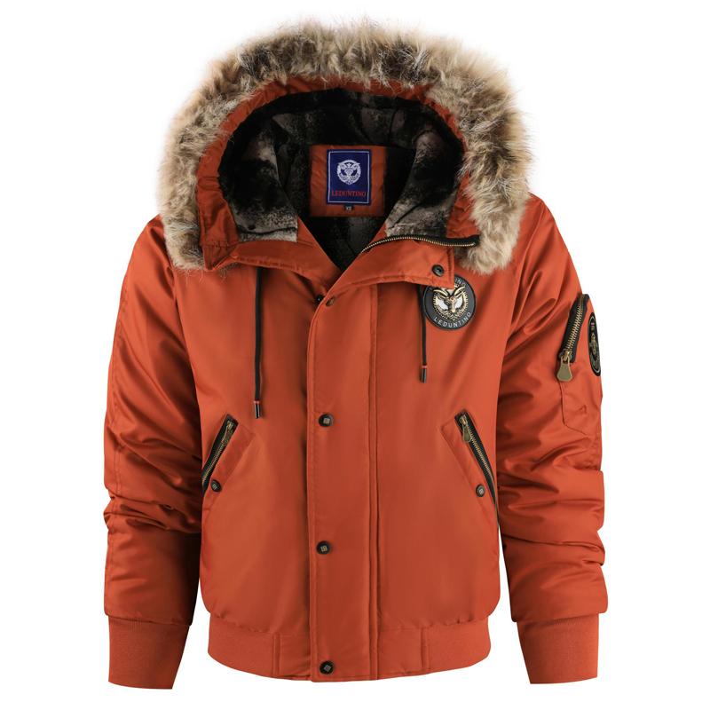 Winter Men's Warm Down Parkas Fashion Men Fur Collar Thick Windbreaker Padded Coats Men Fleece Lined Thermal Jackets Clothing