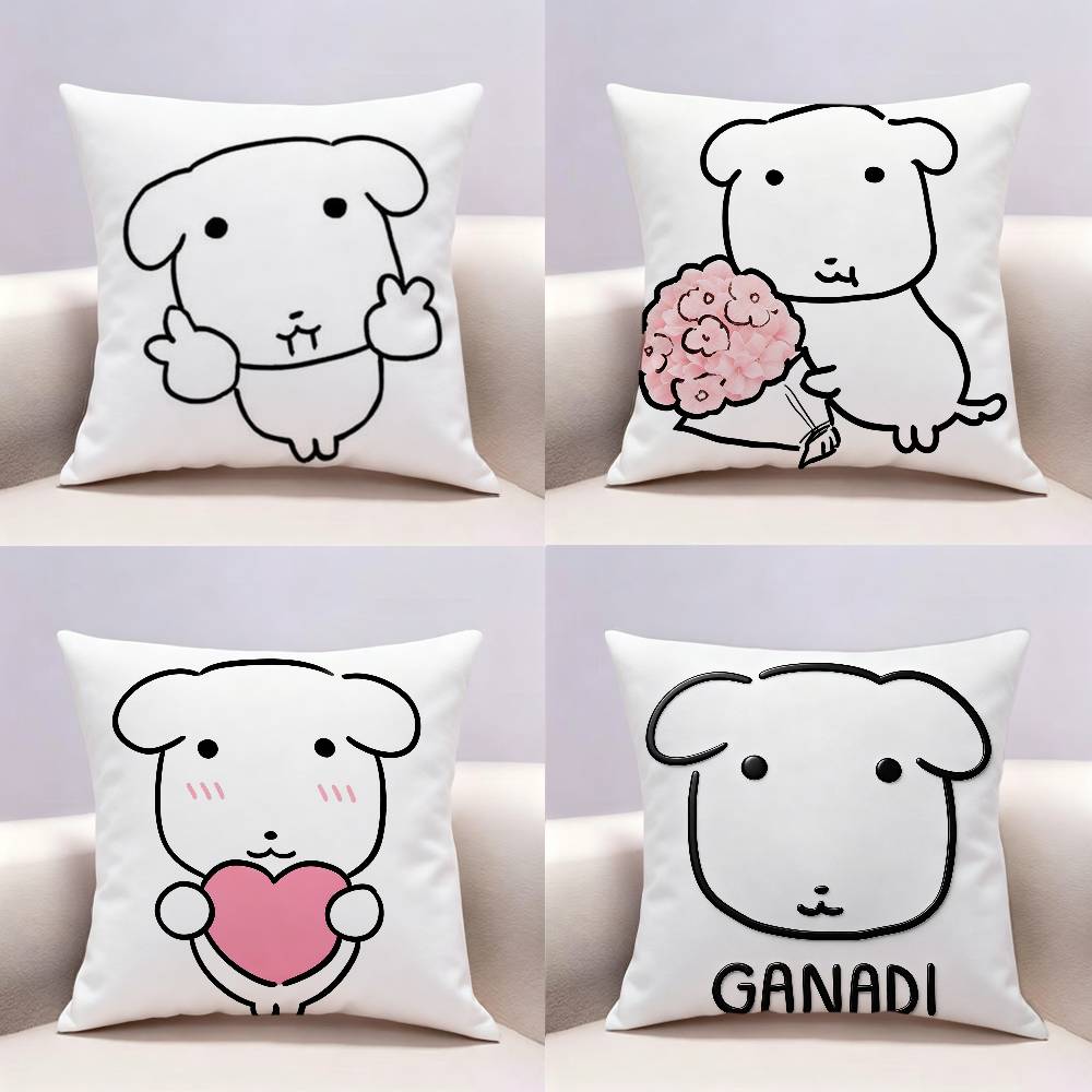 Cute Dog Ganadi Doublesided print Pillow Case Pattern Printed Pillowcase For Living Room Sofa Cushion Cover