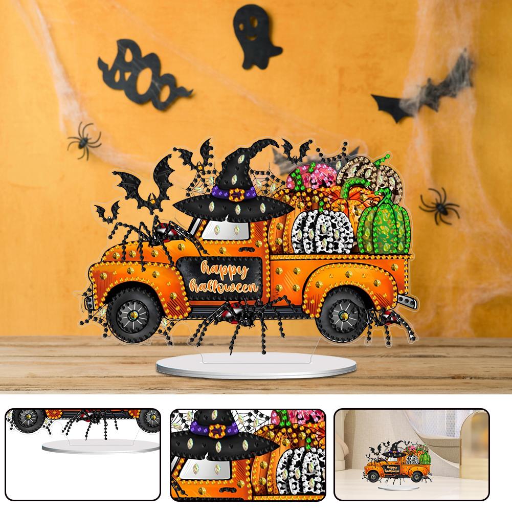 PET Halloween Theme Diamond Painting Tabletop Ornaments Kit 5D DIY Diamond Art Tabletop Decorations Office Decor