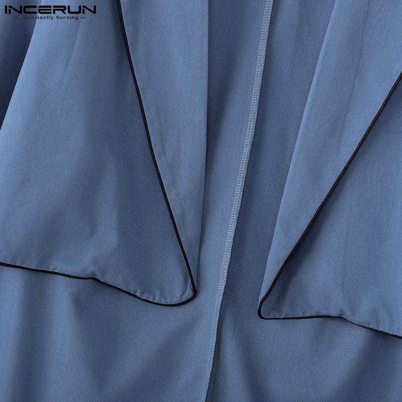 INCERUN Pánské dvoudílné outfity s dlouhým rukávem, asymetrické sako, dlouhé rovné kalhoty, sady