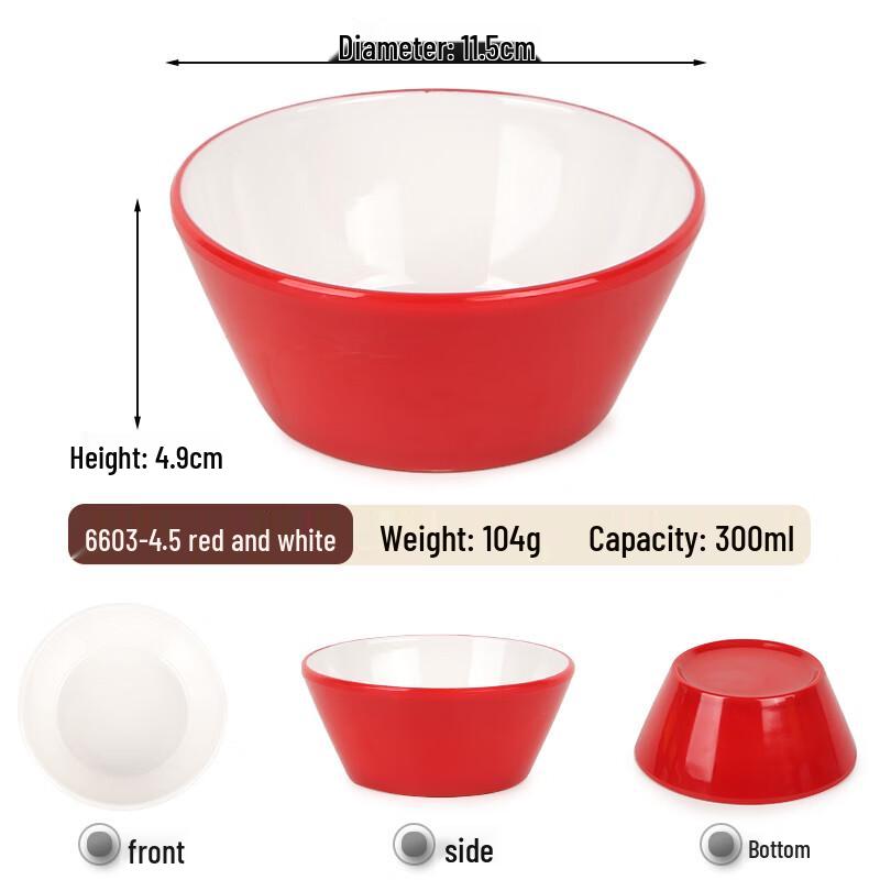 10-Pack Two-Tone Melamine Rice Bowls