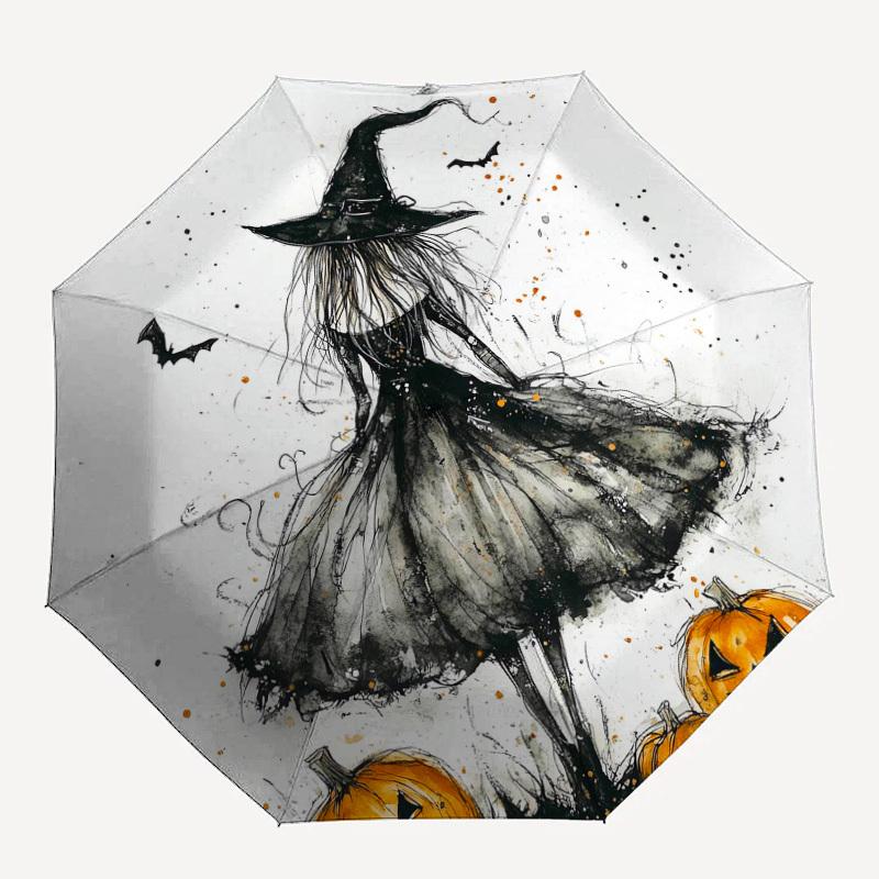 

1pc witch pumpkin Pattern Umbrella Design Automatic Opening and Closing Umbrella, High-quality Travel Umbrella, Lightweight and Portable, -53