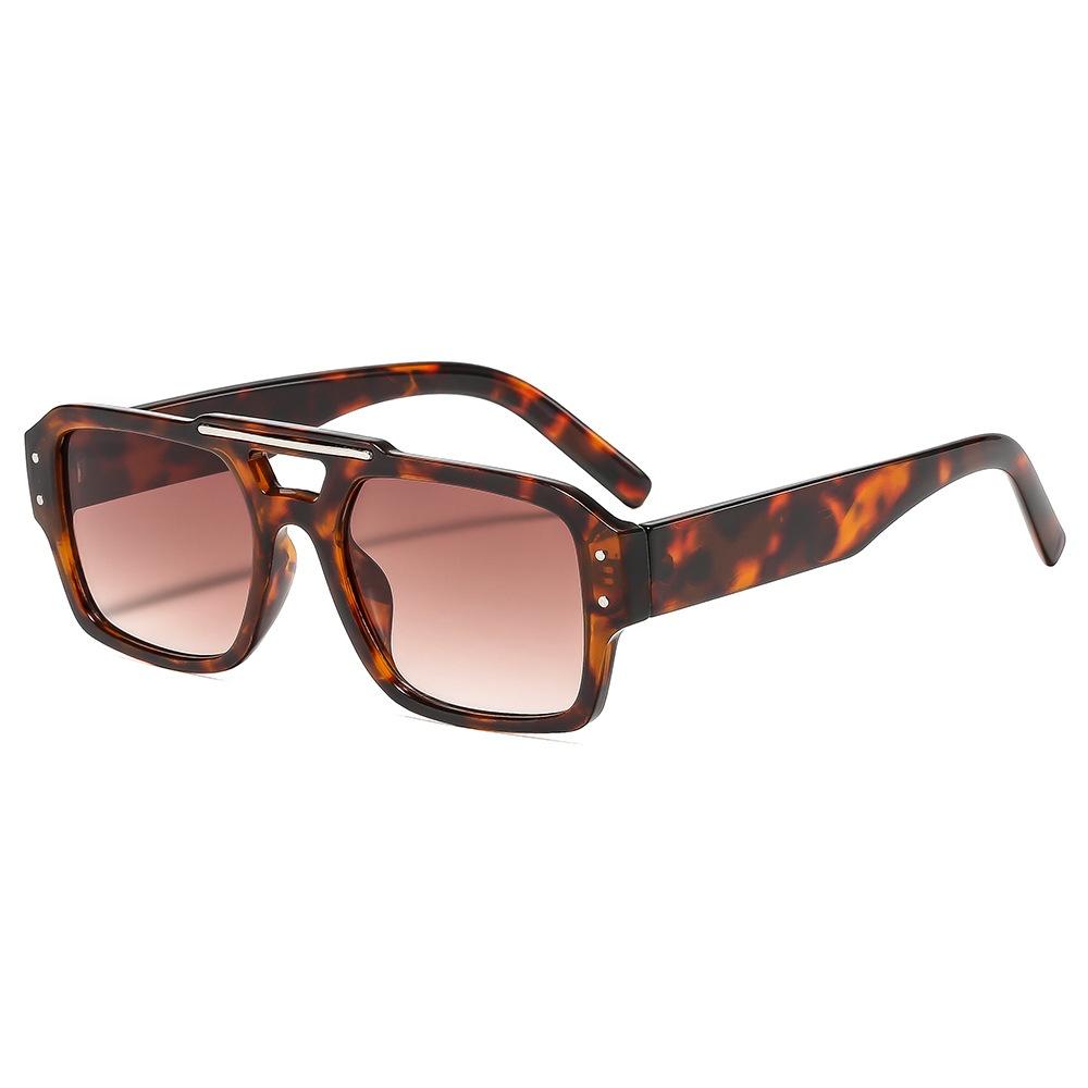 New Retro Double Beam Pilot Sunglasses Women Men UV400 Protection Rivet Design Trendy All Match Casual