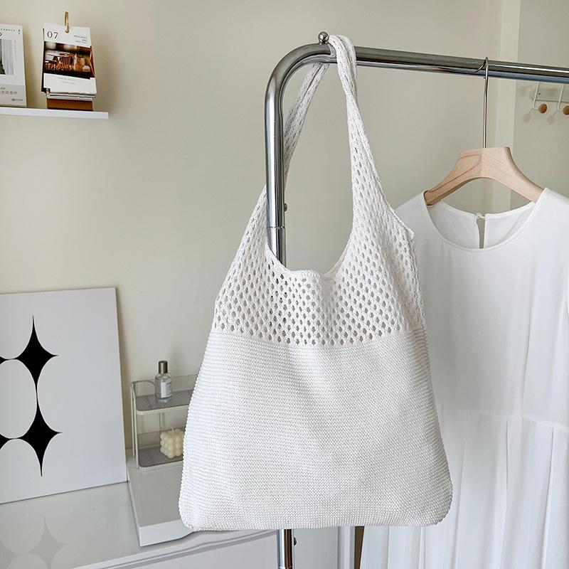 Большие женские сумки через плечо Модные полые плетеные сумки крючком Вязаные сумки Экологичные женские сумки-шопперы