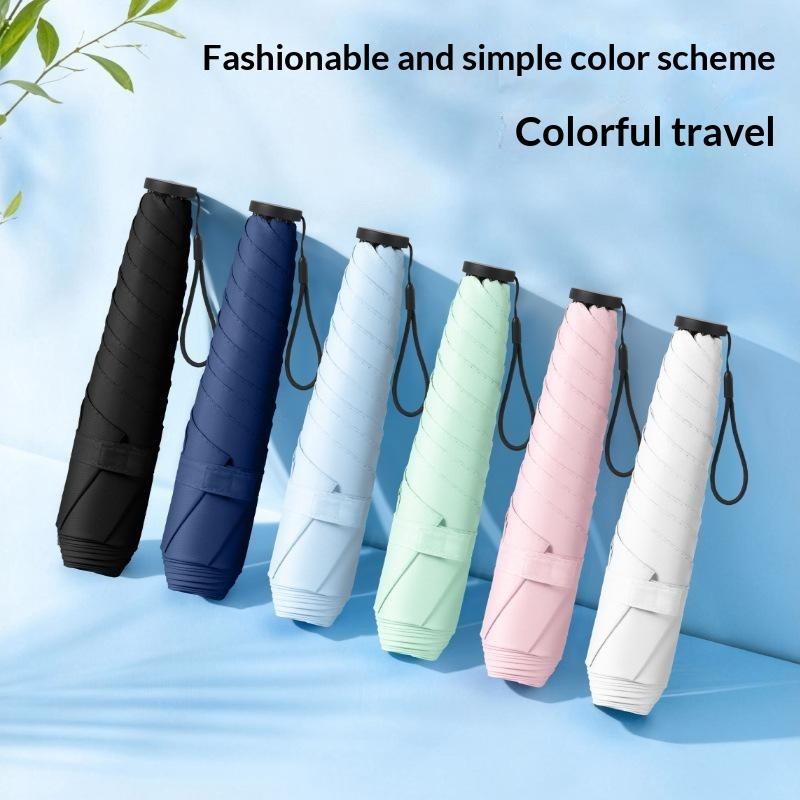 2 In 1 UV Block Pencil Umbrella Ultra Light Sun Protection Compact Folding for Summer Outdoor Activities