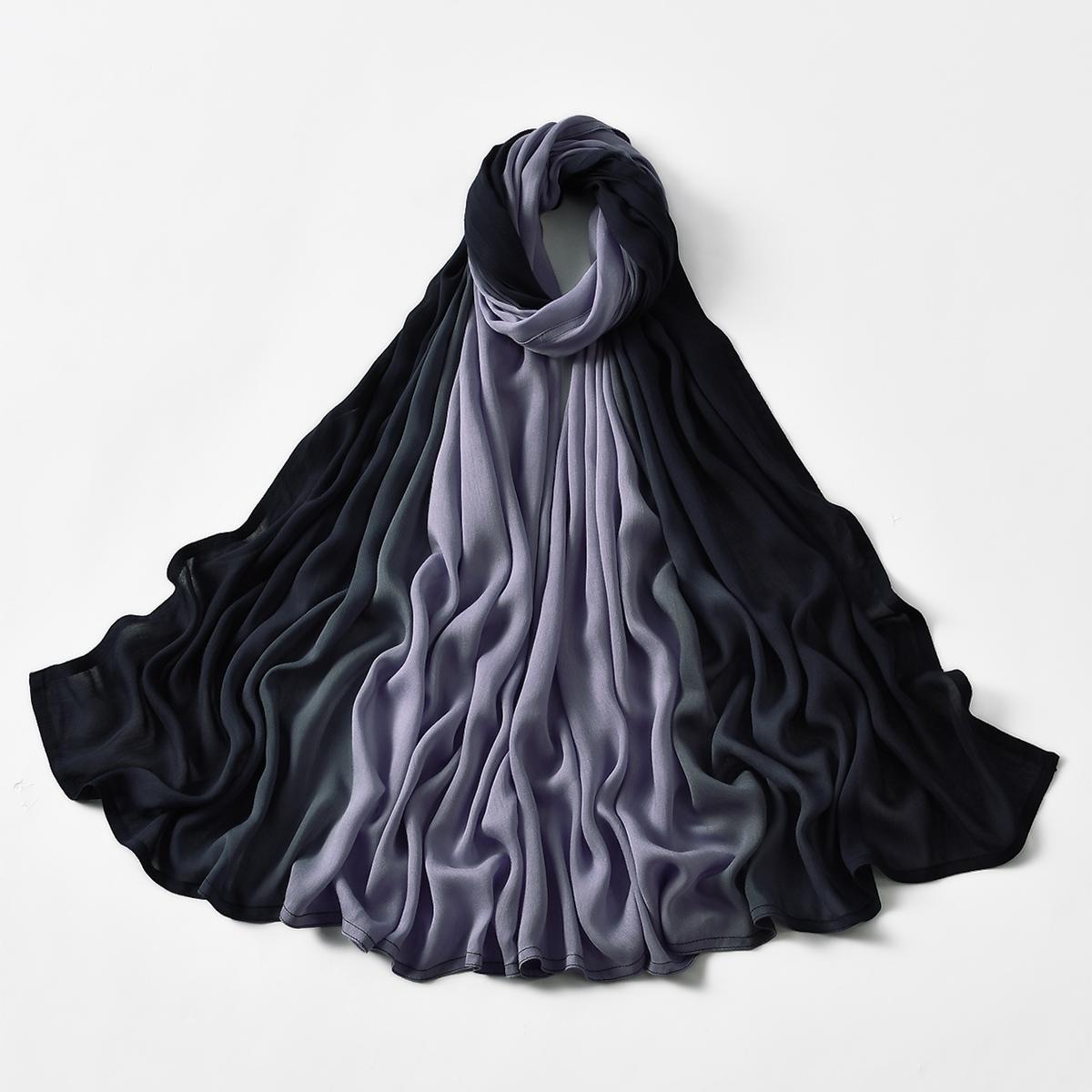 

Мусульманский градиентный хиджаб-шарф женский премиальный джерси хиджаб шаль модный цветной блок однотонный тюрбан мягкий хлопковый джерси головной платок