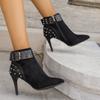Herbst/Winter Neue Stiefel Nieten High Heels Sexy Schlankmachende Mode Stiefel Spitze Zehen Stiletto Absatz Schlank Elegant Damen Kurze Stiefel