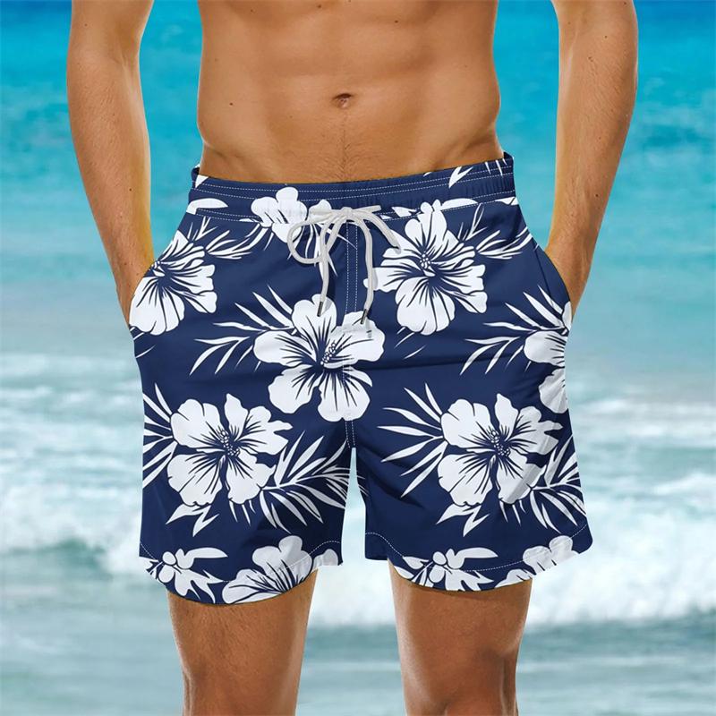 2025 New Men s Sportswear Gym Beach Shorts 3D Print Tropical Plant Pattern Men Shorts Comfortable Quick Drying Men Beach Shorts S