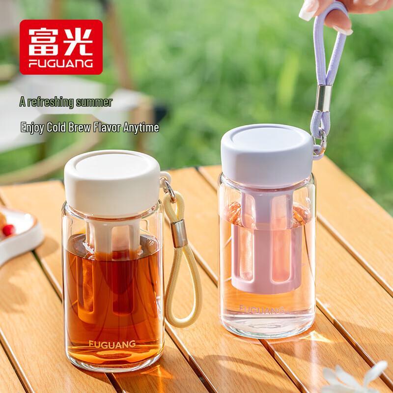 FUGUANG Portable Graduated Double-Layer Borosilicate Glass Cup