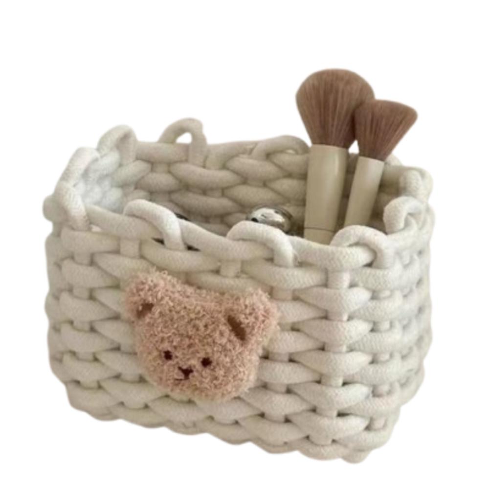 

Мультяшный настольный органайзер, плетеный из хлопковой веревки, коробка для хранения в виде медведя, корзина для хранения мелочей, бытовой
