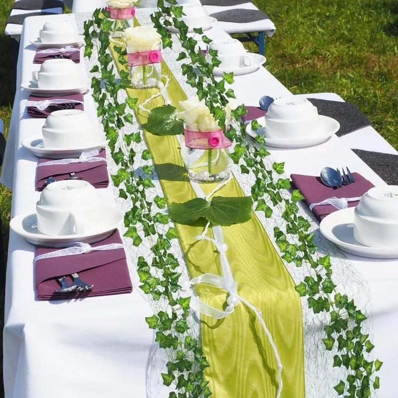 Artificial Green Ivy Leaf Rattan Creeper Leaves Vine Hanging Garland DIY Fake Flowers Plants for Garden Wedding Party Home Decor