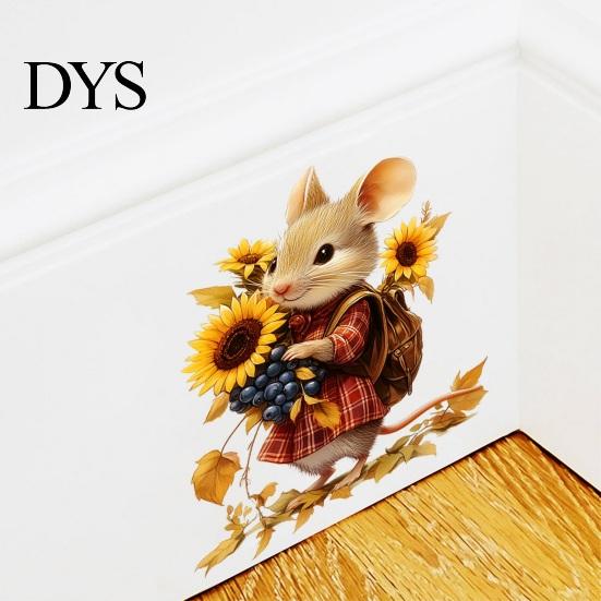 Creative Soft Decoration Gifts Mouse Wall Stickers, Waterproof PVC Autumn Retro Fairy Tale Decals, Removable Peel Versatile Home Embellishments