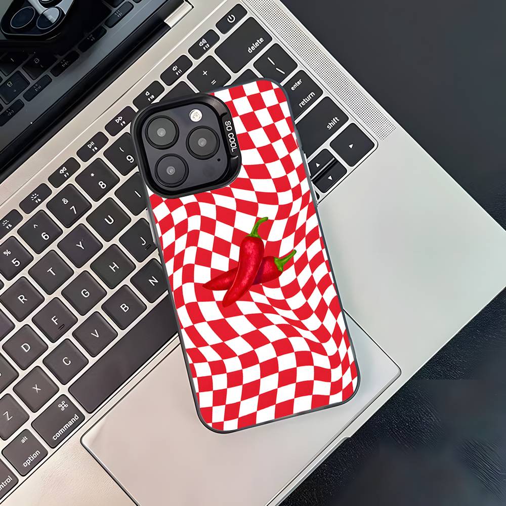 

R-Red Hot C-Chili Peppers For iPhone 17,16,15,14,13,12,11,Pro,MAX Black Candy Matte Cover iPhone16PROMAX