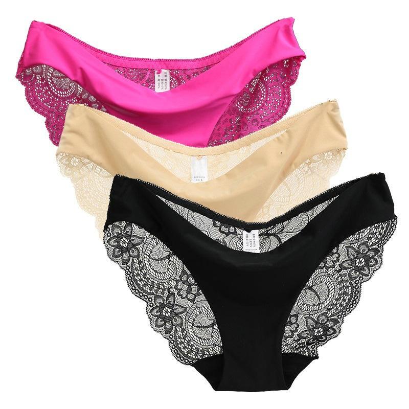 Frauen Spitze Höschen Nahtlose Baumwolle Höschen Hohl Slips Unterwäsche 3 teile/los