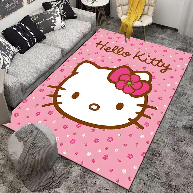 Hello Kitty Pink Carpet with Floral Pattern Suitable for Use As an Anti-slip Game Mat for Living Room and Bedroom Sofas