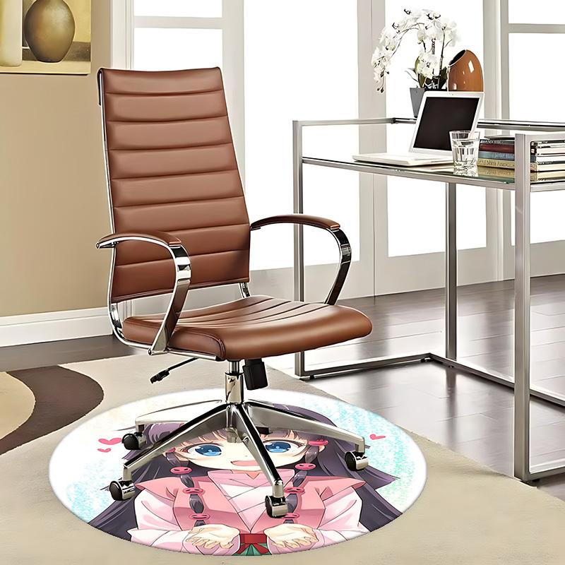 

1pc Anime Cartoon Design Round Carpet Office Chair Mat, NonSlip Rug for Home Decor, Living Room 80cm