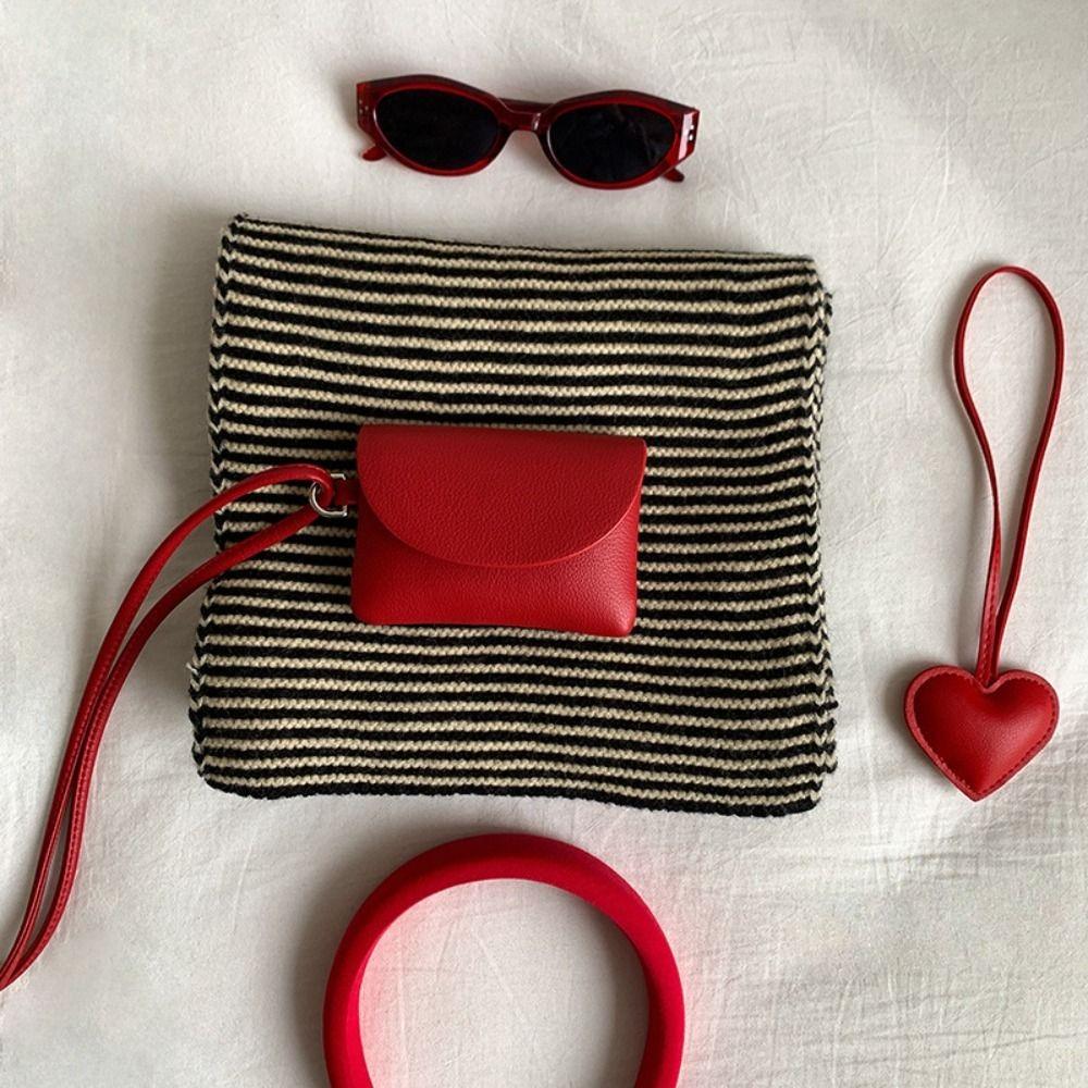 PU Leather Suede Coin Purse Leopard Print Hanging Neck Mini Storage Bag Solid Color Korean Style Lipstick Earphone Pouch Travel