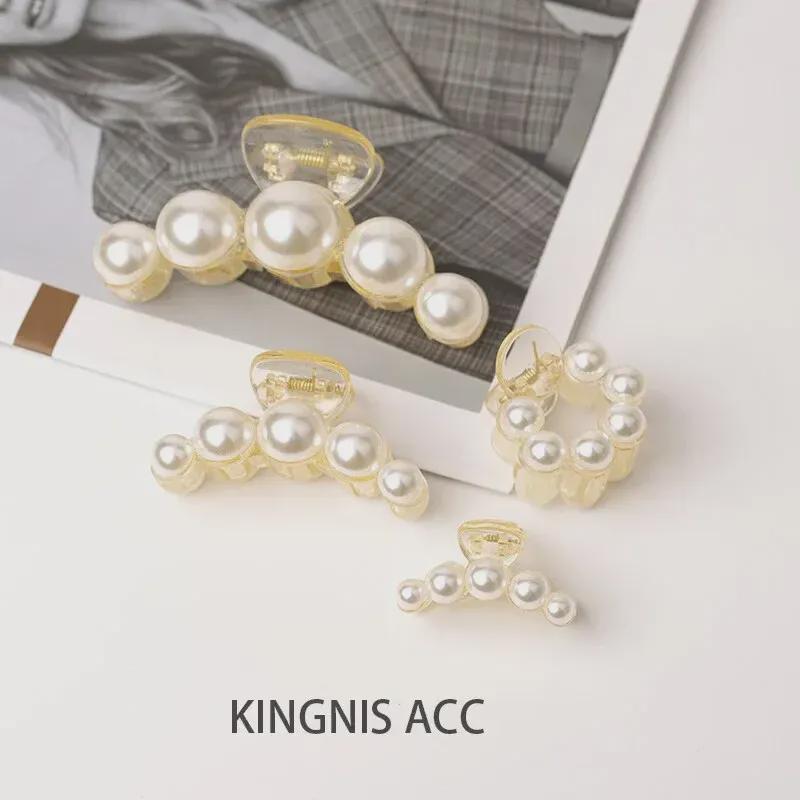 Korean Style Pearl Clip Set: Chic Large & Small Hairpins for Back of Head