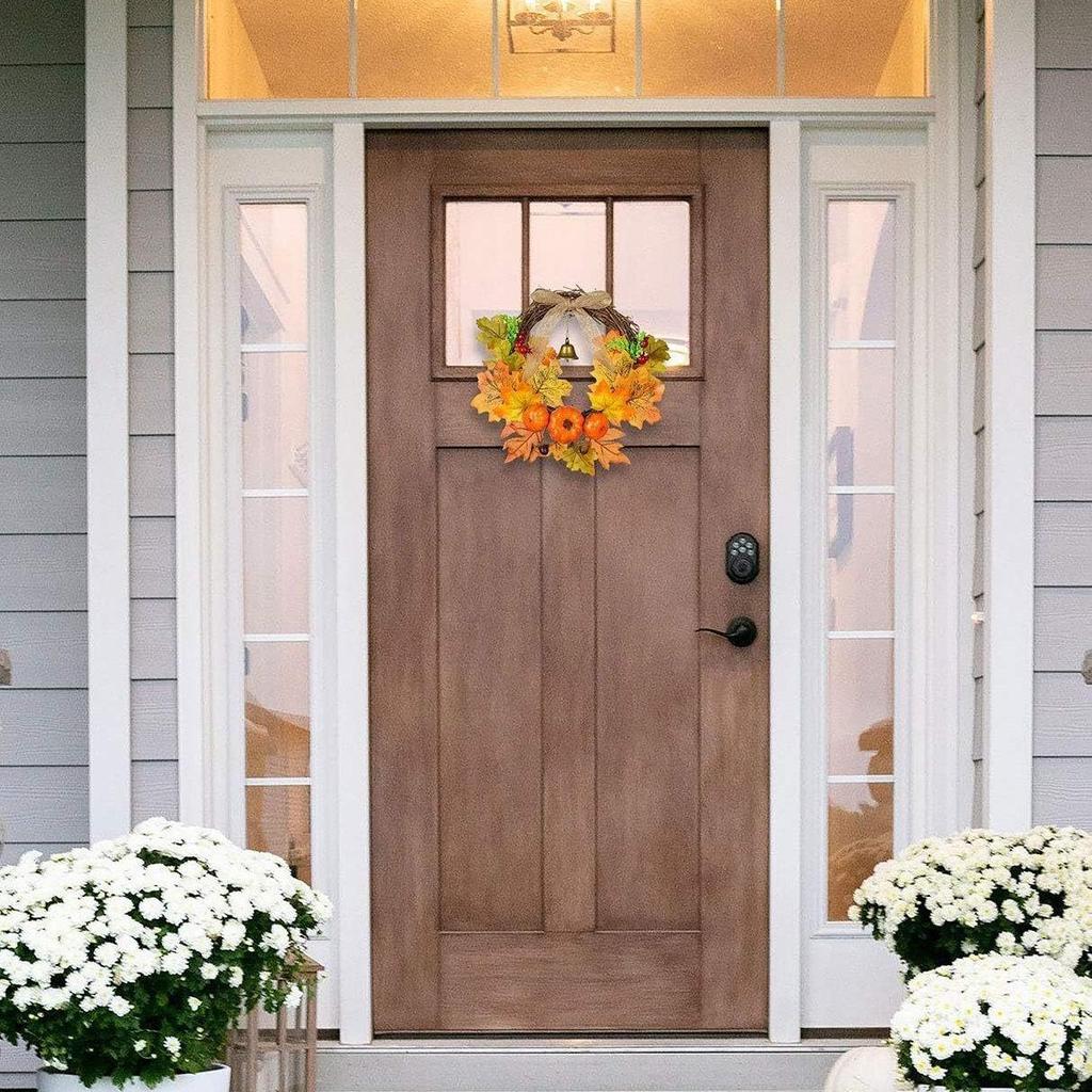 Thanksgiving Halloween Maple Leaf Pumpkin Bell Door Hanging Festival Decoration Warm Wind Ringtone Home Hanging Decoration Craft