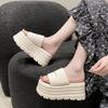 Fashion 8CM Casual Wedge Slippers for Women New Summer Non Slip Platform Sandals Woman Open Toe Comfortable Female Chunky Beach Slippers