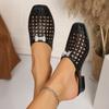 Baotou Hole Slippers Are Comfortable for Summer Wear, Medium Heel Going Out Half Slippers, Seaside Temperament Slippers