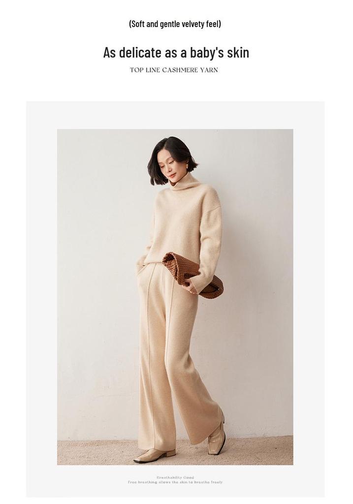 Cashmere Knit Loose Fit High Neck Sweater - Wang Fei Style, Thickened Autumn/Winter Pullover for Women