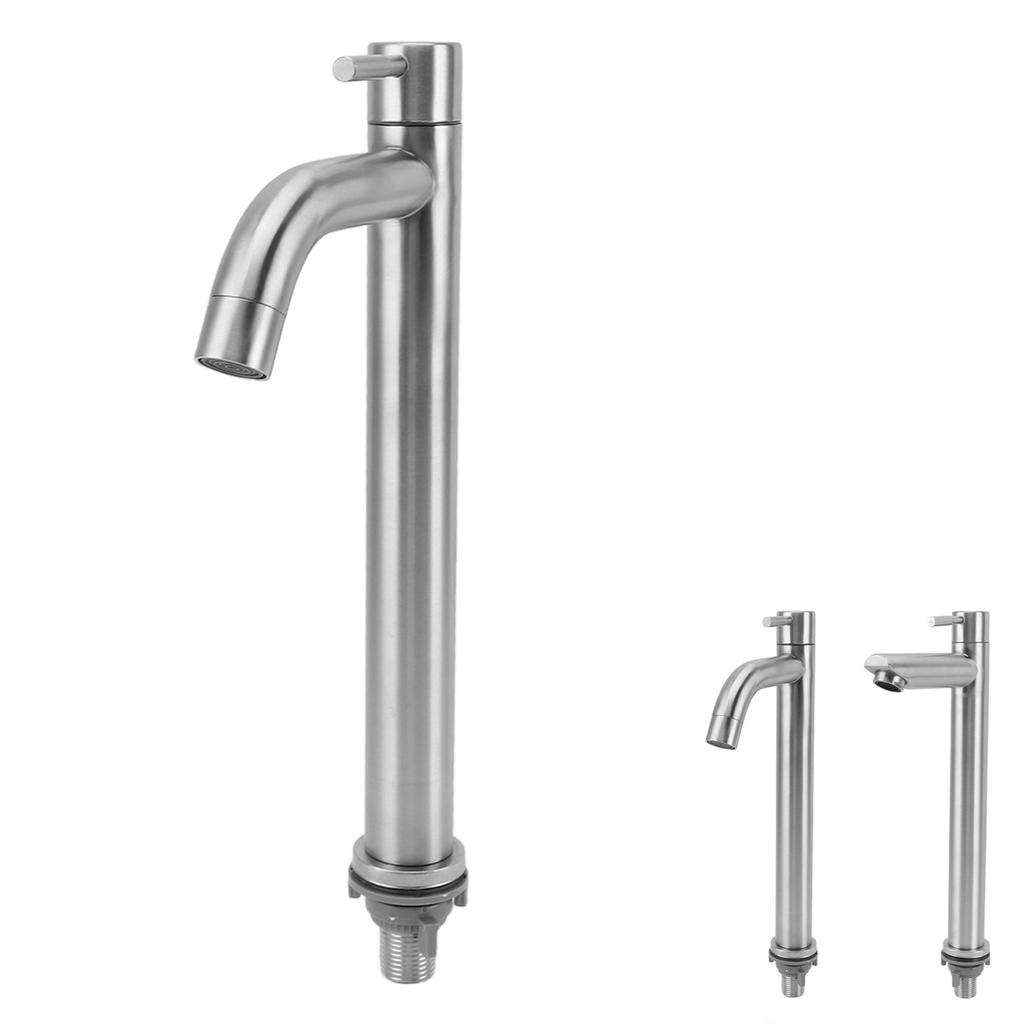 Cold Water Tap Rustproof Cold Water Control Smooth  Brushed Finish Single Hole Bathroom Sink Faucet for Bathroom