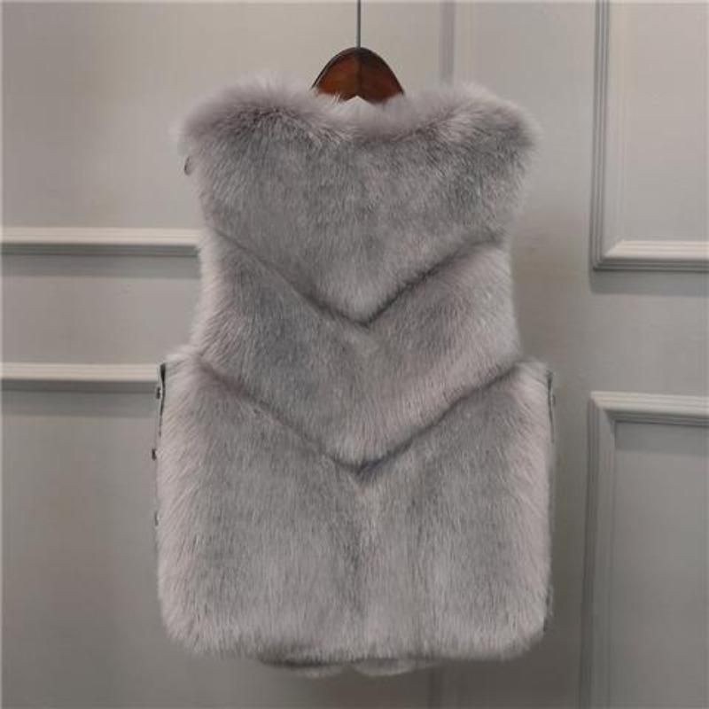 Imitation fur vest thin cotton vest female splicing vest thickened imitation fox hair short vest