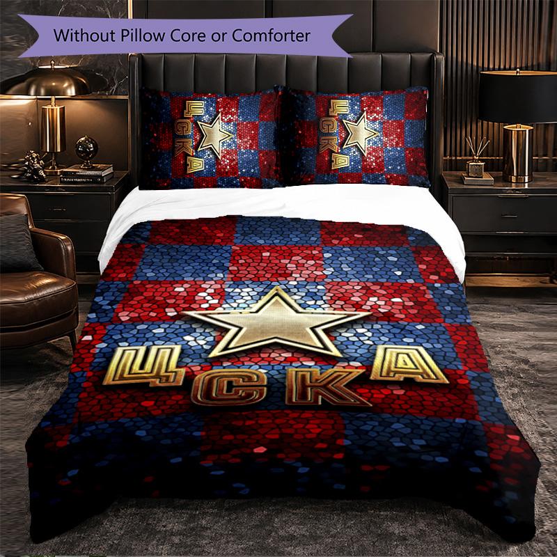 CSKA Moscow 3 Piece Bedding Set Soft Duvet Cover Set with Pillowcases Printed Bedroom Decor Set for Home