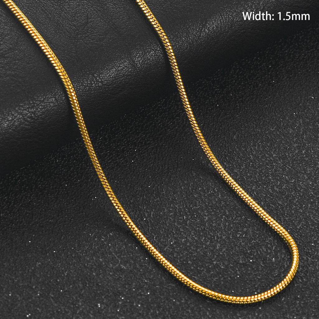 1/1.5/2.4/4mm Basic Stainless Steel Round Snake Chain Necklace Gold Color Plated Choker On Neck Clavicle Jewelry Accessories