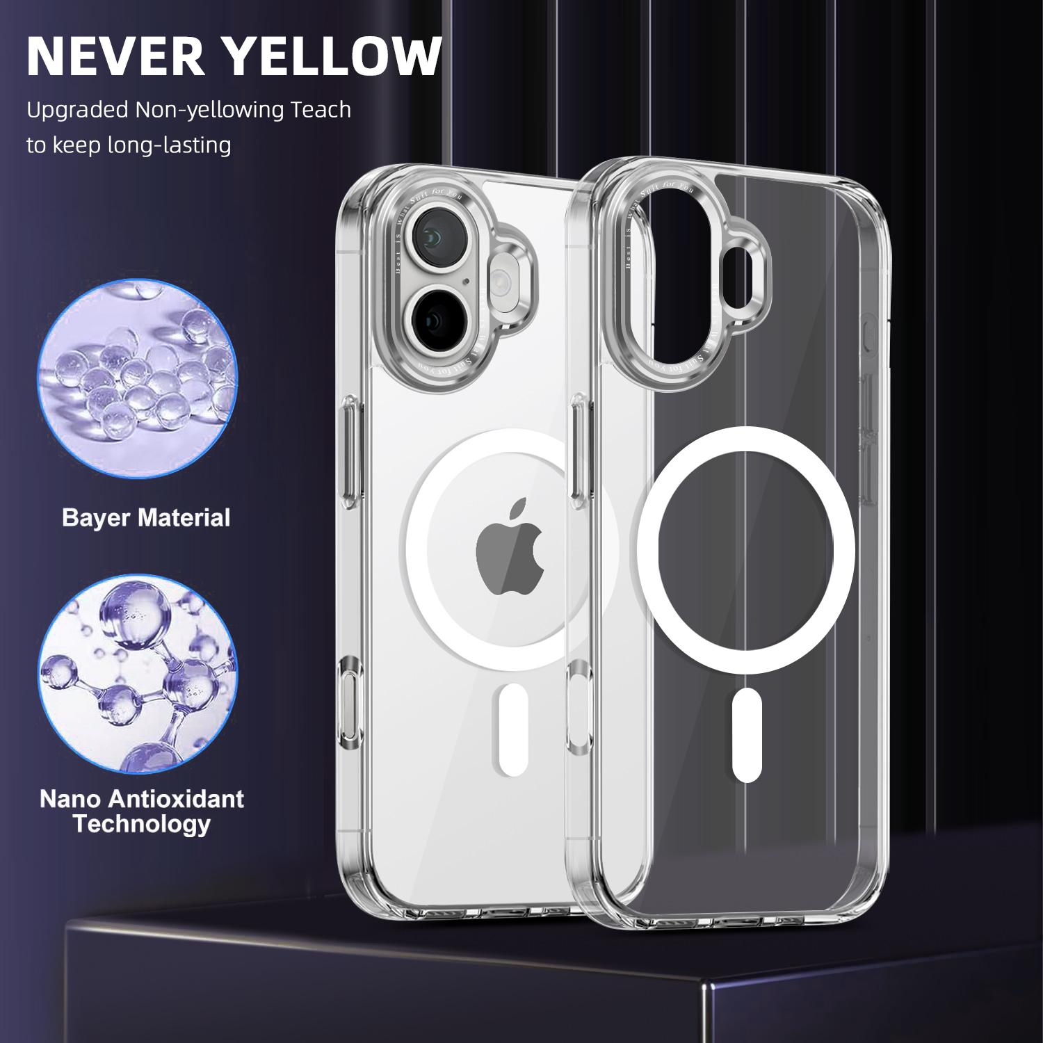 

For iPhone 16 Plus Case Compatible with MagSafe TPU+PC Transparent Phone Cover Transparent