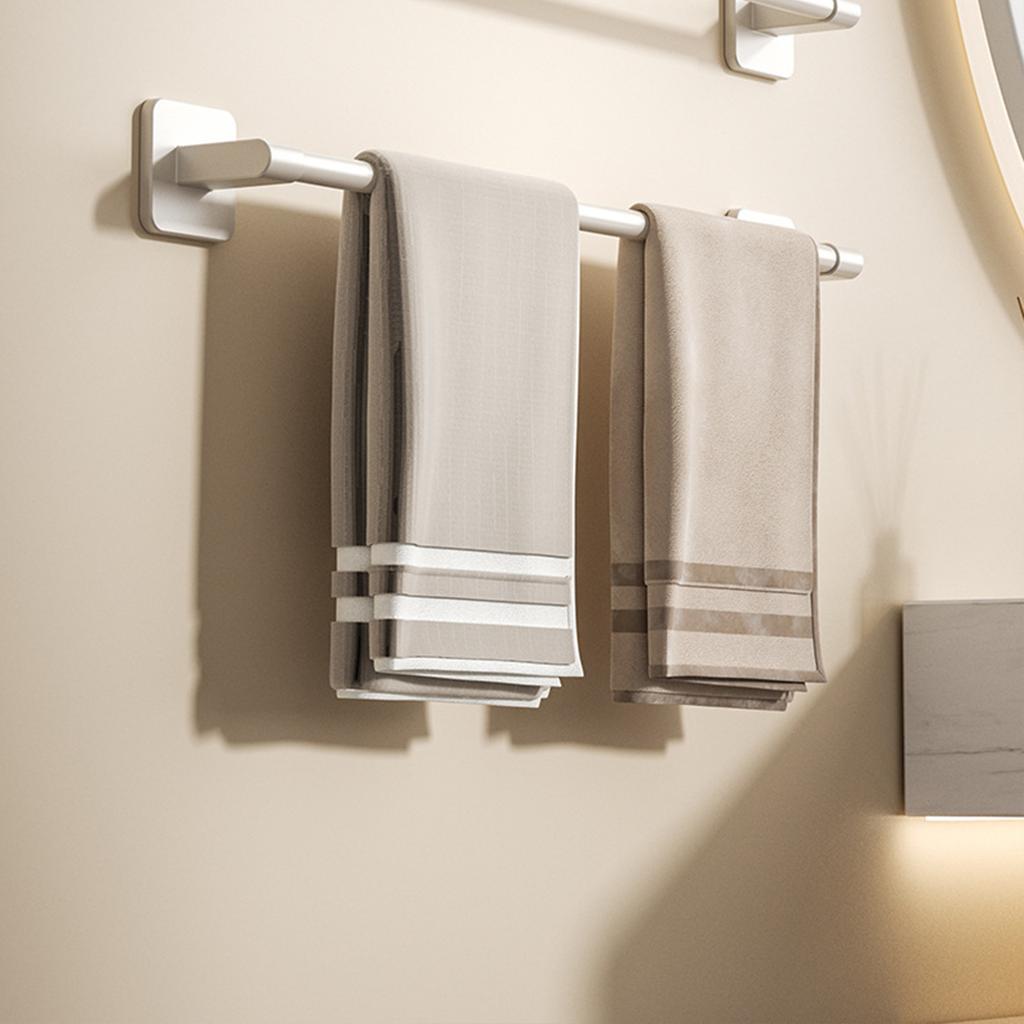 Strong Adhesive Plastic Bathroom Towel Rack Wall Mounted Space Saving Storage Shelf Large Load-bearing Towels Hanger