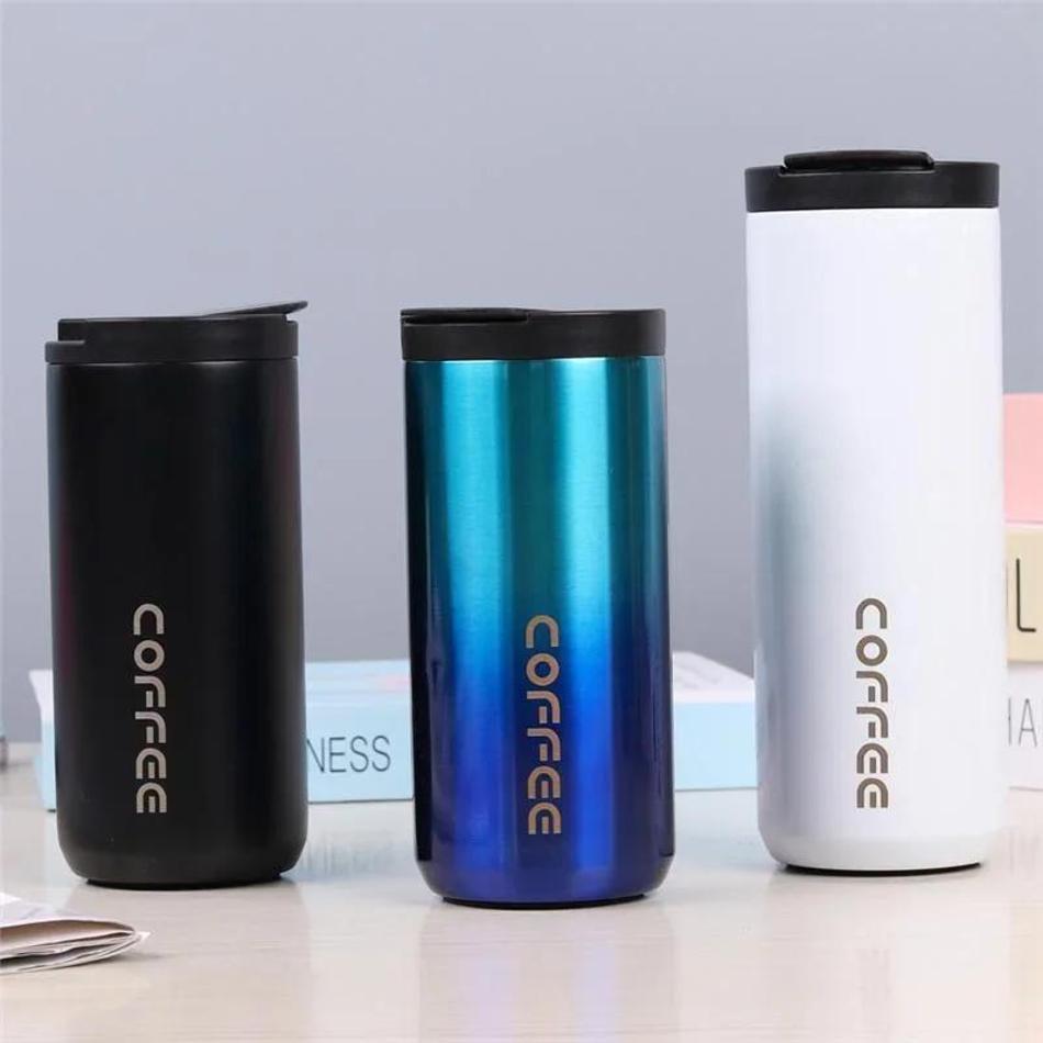 Wholesale 400ml/500ml Stainless Steel Travel Thermal Gooseneck Kettle Household Cups Coffee Mug With Lid Leak-Proof Milk Tea Mug