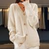 Damen Kabelstrick Struktur V-Ausschnitt Langarm Cardigan Einfarbig Locker Gestrickter Pullover Mantel
